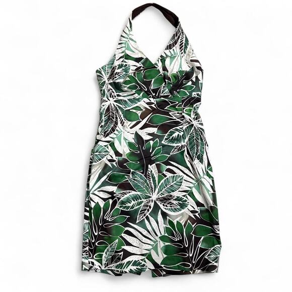 Jones New York Dresses & Skirts - Tropical Leaf Halter Dress | Green White Black | Size M | Jones New York